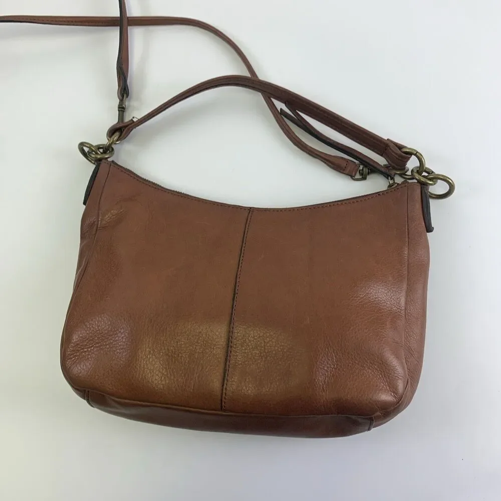 Margot Brown Leather Crossbody Top Handle Shoulder Purse Bag Turn Lock Pocket - Picture 3 of 14